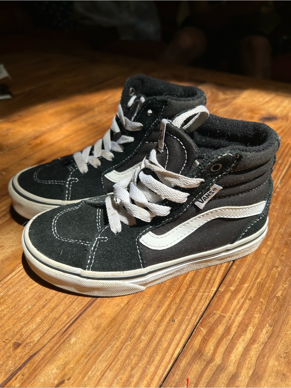 Vans Kids Black and White High-Top Skate Sneakers